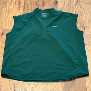 FIGS Technical Collection Green Sleeveless Scrub Top Mandarin Collar Womens L